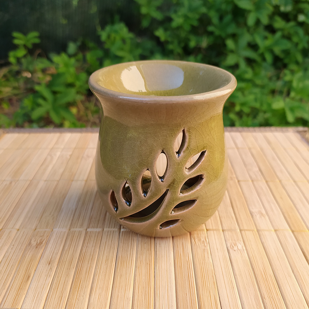 Ceramic incense burner with candle